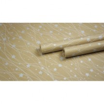 Крафт бумага, рис. "Звездопад" (белый+серебро) 0,7м*10м, цена за рулон